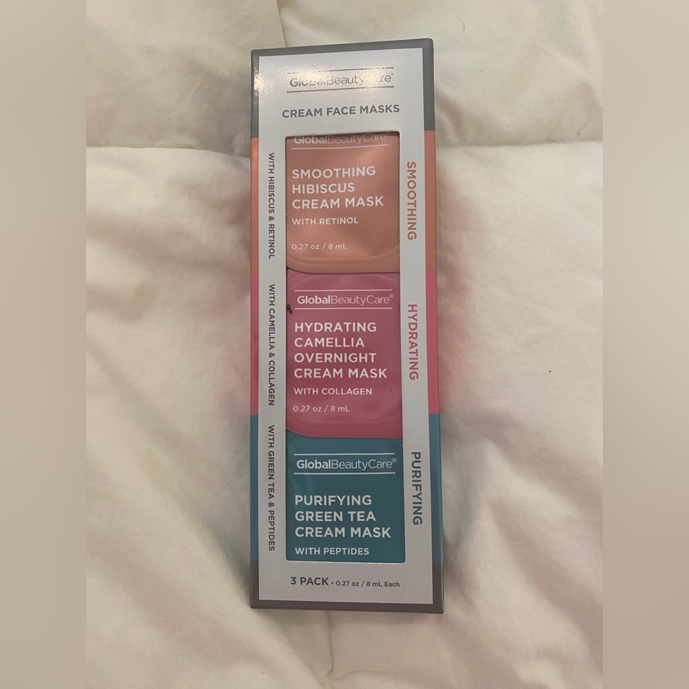Global Beauty Care Cream Face Masks – 3 Pack (Smoothing, Hydrating, Purifying)